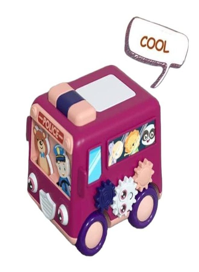 GoldiMec Cartoon Police Bus for Kids & Pull Back Action Bus Toy | No Batteries Required Cute Bus | Friction Powered Bus - Multicolor - Image 4